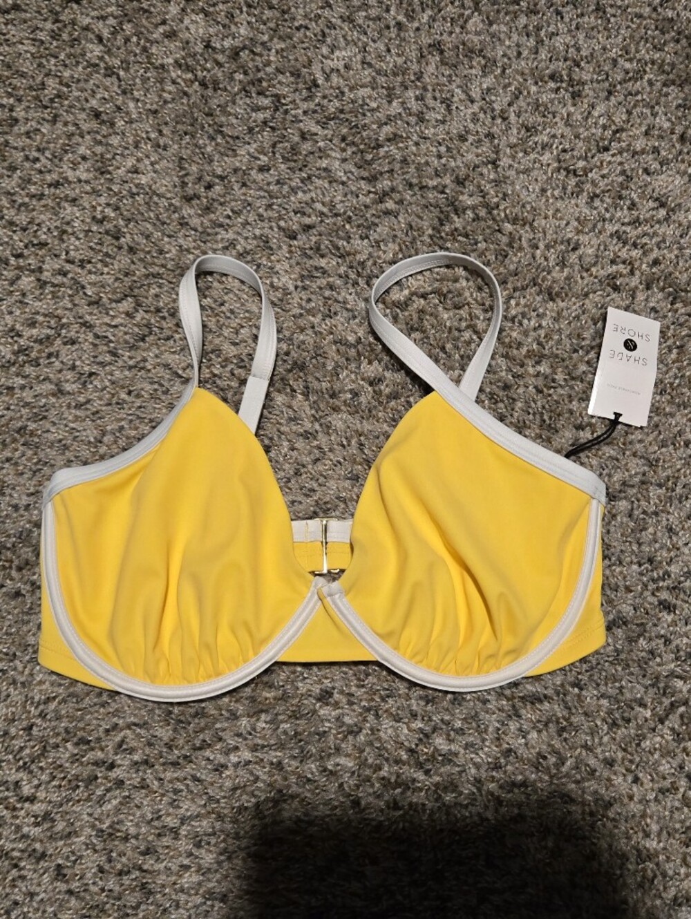 NWT Shade & Shore Yellow Swimsuit Bikini Top 36DD